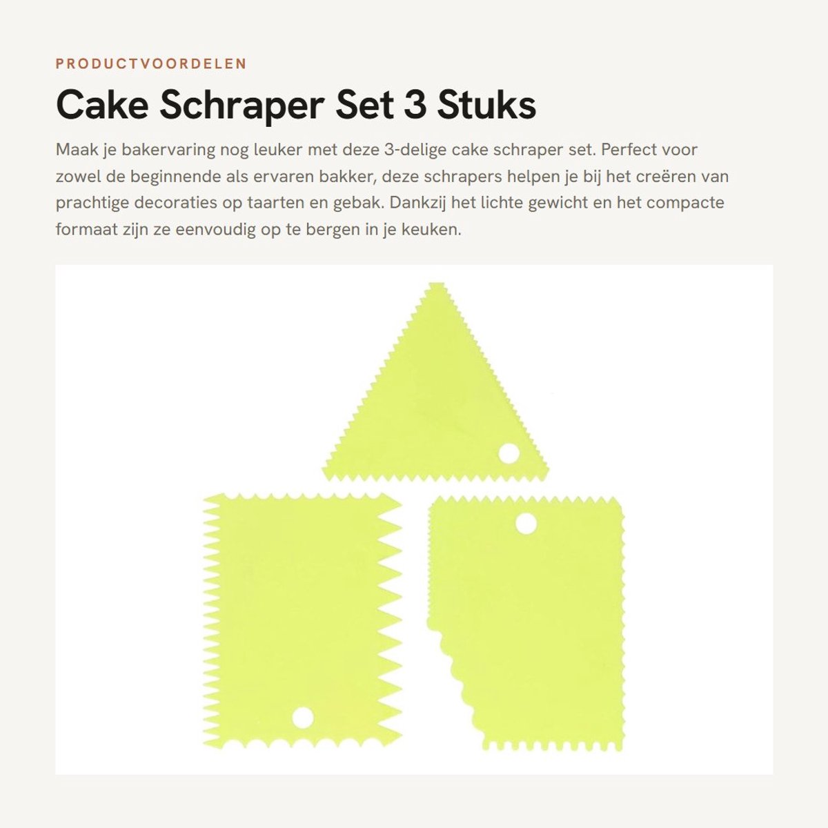 Dailygoods- Cake Schraper Set van 3 - Lichtgewicht - Duurzaam - Flexibel - Vaatwasmachinebestendig - Voor Taartdecoratie - Gebaktool
