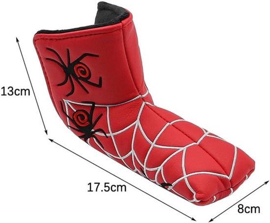 Golfputter beschermer - Mallet putterkop - Golfclub hoes - Spinnenweb - PU materiaal - Beschermingshoes - Geschikt voor putter - Zwart met rood. — afbeelding 2