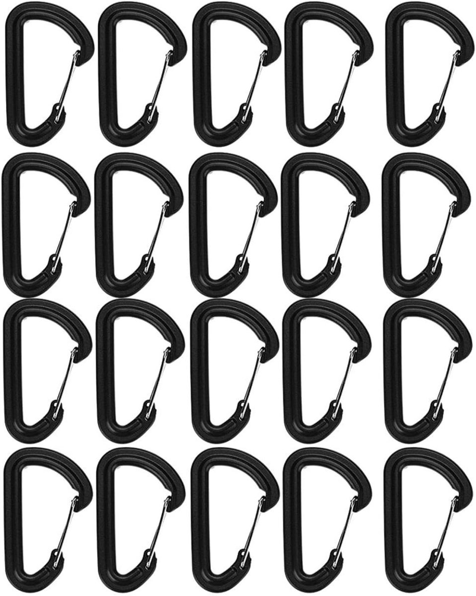 20 Stuks Plastic Carabiner Set voor Klimmen, Hiking en Sleutelhangers - Ideaal voor Buitenactiviteiten