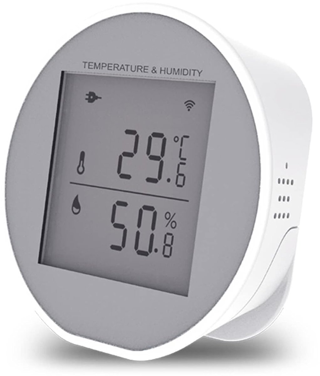 Intelligente Monitor - Temperatuur Vochtigheidssensor - Ruimte Comfort Bewaken - Real-time Wifi Waarschuwingen - 10x10x3 cm - Wit