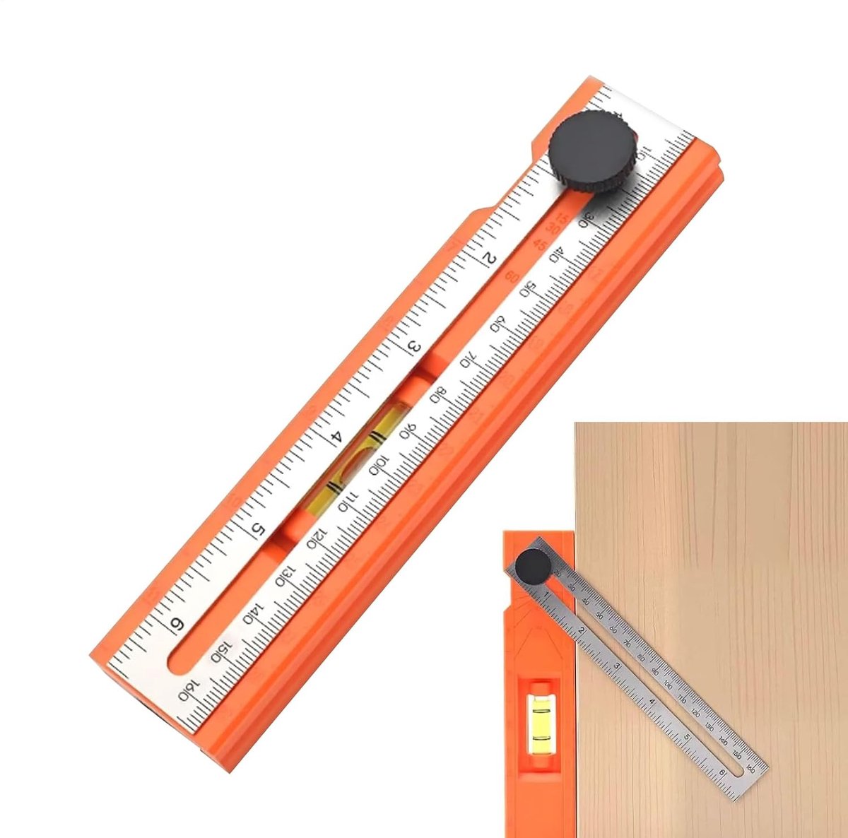Meetgereedschap Houtbewerking - Precisie Liniaal - Nauwkeurig Meten - Verstelbare Draagbare Gauge - 17.7 cm - Grijs
