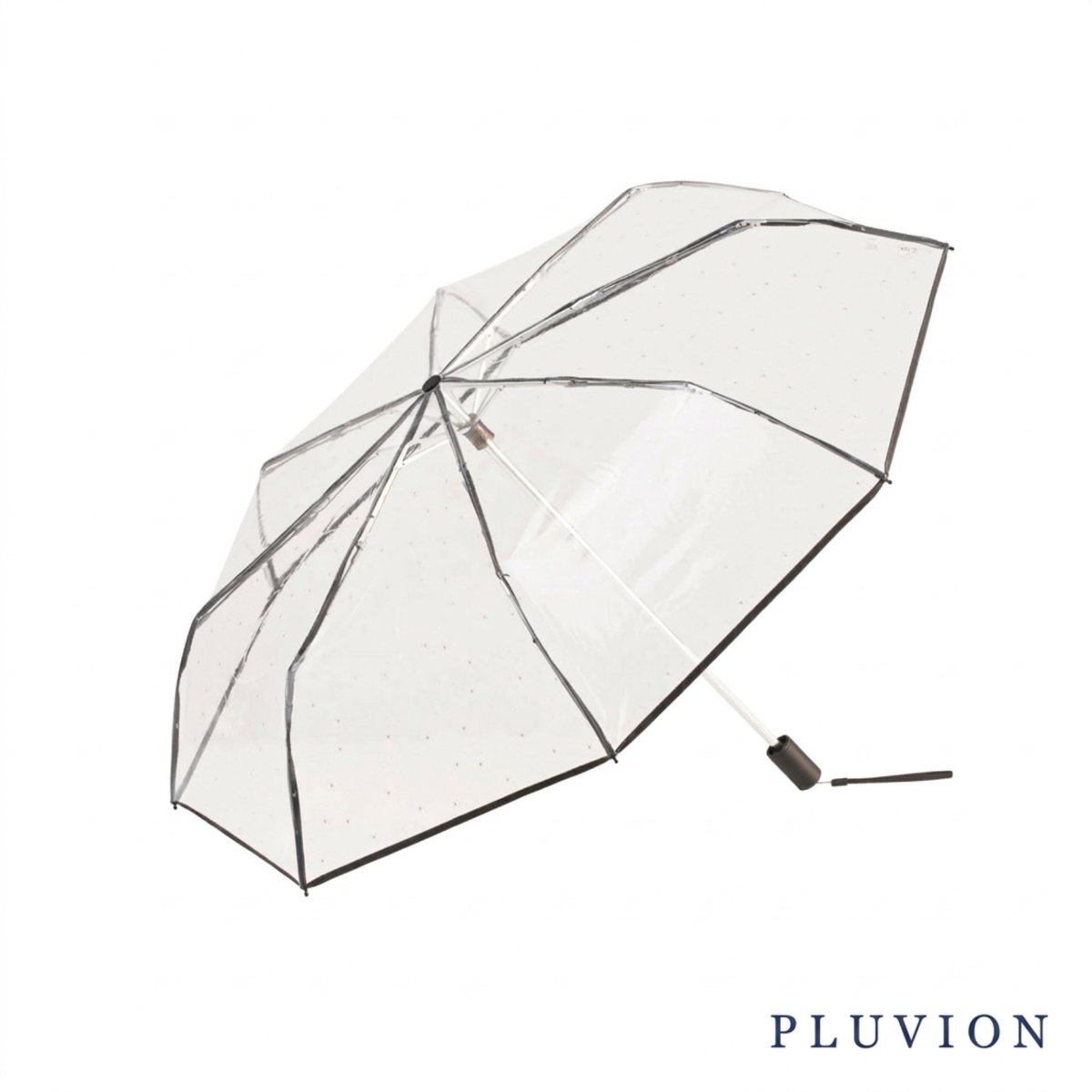 Pluvion Stars Mini Paraplu Dames Transparant | Zwart | Windproof | Compact 28cm | Sterrenprint