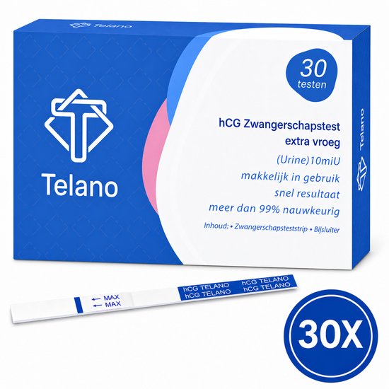 Telano Zwangerschapstest Extra Vroeg 30 stuks Dipstick - Zwangerschapstesten 6 Dagen Eerder - Extra Gevoelige Strip van 4 mm