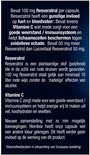 Informatie over ingrediënten: 100 mg Resveratrol per capsule, Vitamine C.
