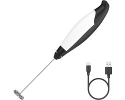 Elektrische Melkopschuimer - Handheld Frother - Koffie Maken - 3 Snelheden - USB Oplaadbaar - Zwart Wit