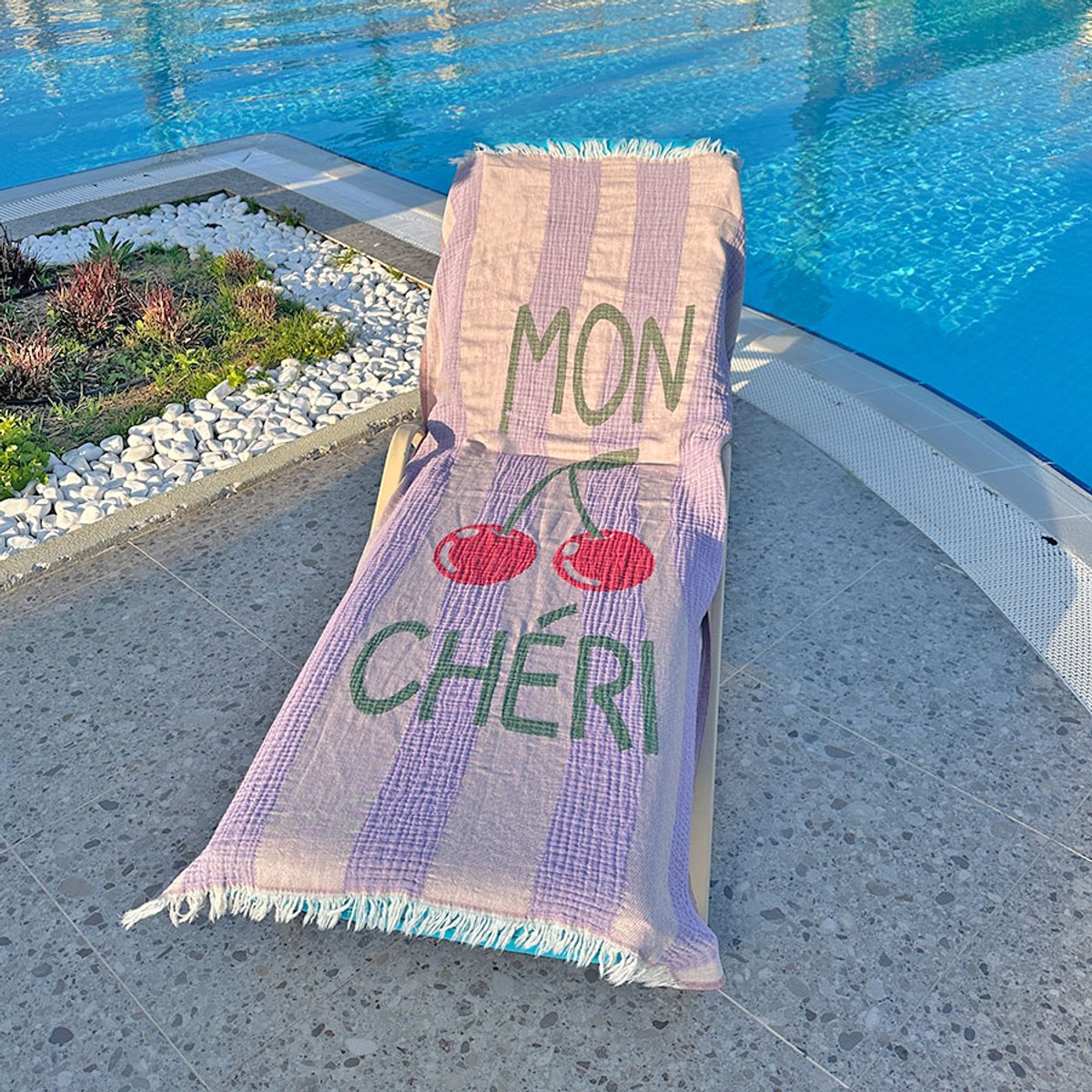 Fashion4wellness Hamamdoek MON CHÉRI / FOUTA - STRANDLAKEN - SAUNADOEK - 180 X 100 CM KATOEN