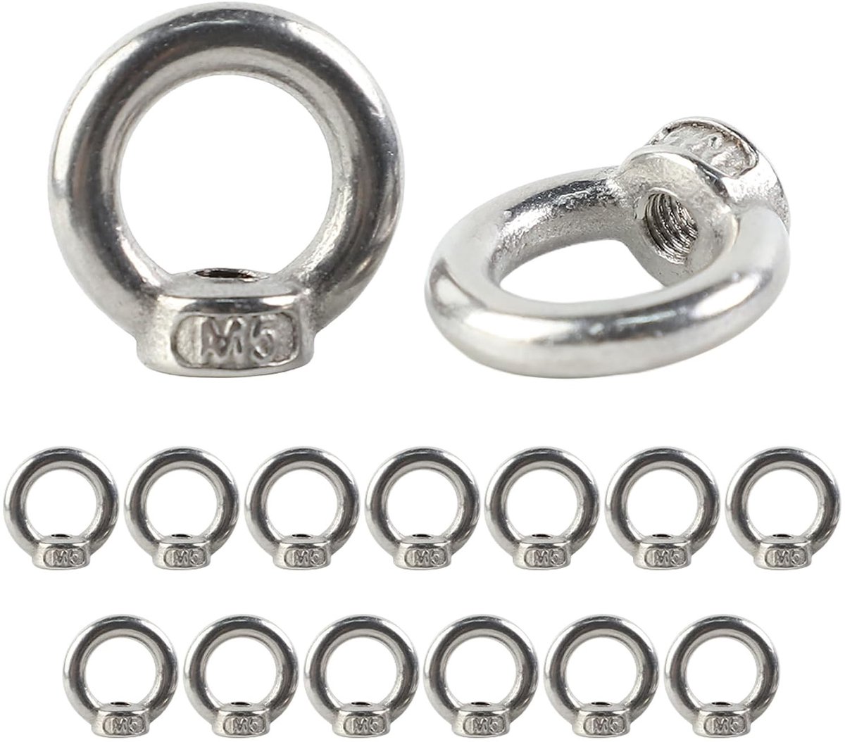 Set van 15 RVS M5 Ringmoeren en Ringogen voor Ophangaccessoires, Bloempotten en Decoratie