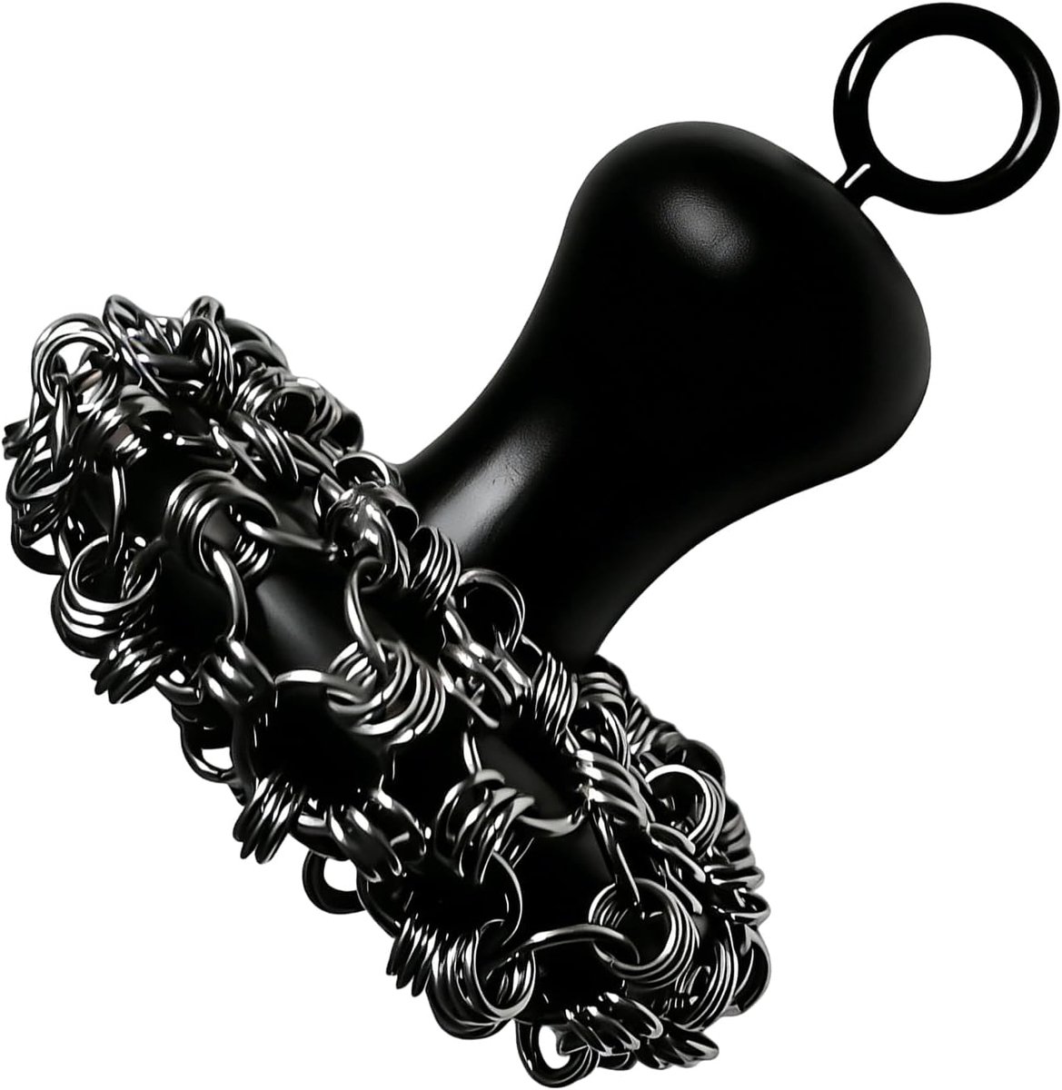 Pannenreiniger Gietijzer - Schuurspons Keuken - Keukengerei Schoonmaken - Roestvrij Staal - 8 cm - Zwart