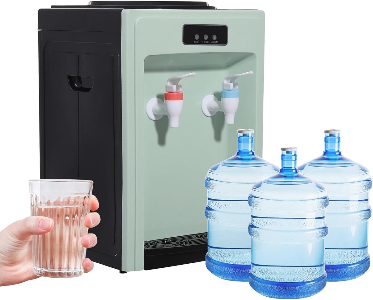 Waterdispenser Warm Koud - Drankdispenser Waterkoeler - Direct Drinken - Roestvrij Staal Binnenwerk - 24 x 24 x 36 cm