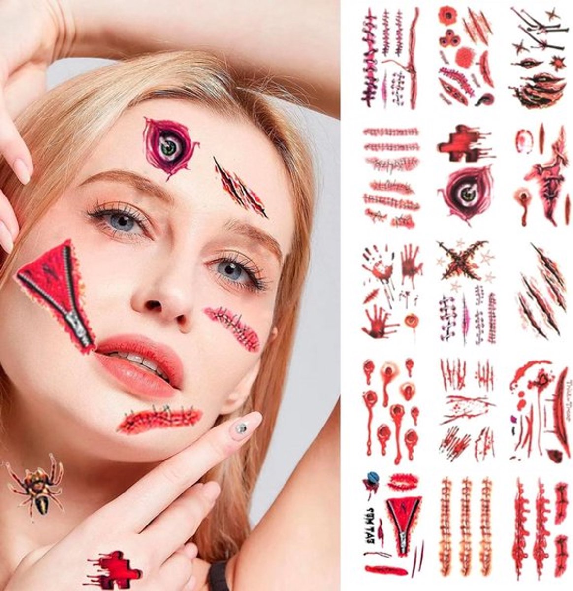 Halloween tatoeage littekenstickers 50 vellen - Allecto Plus