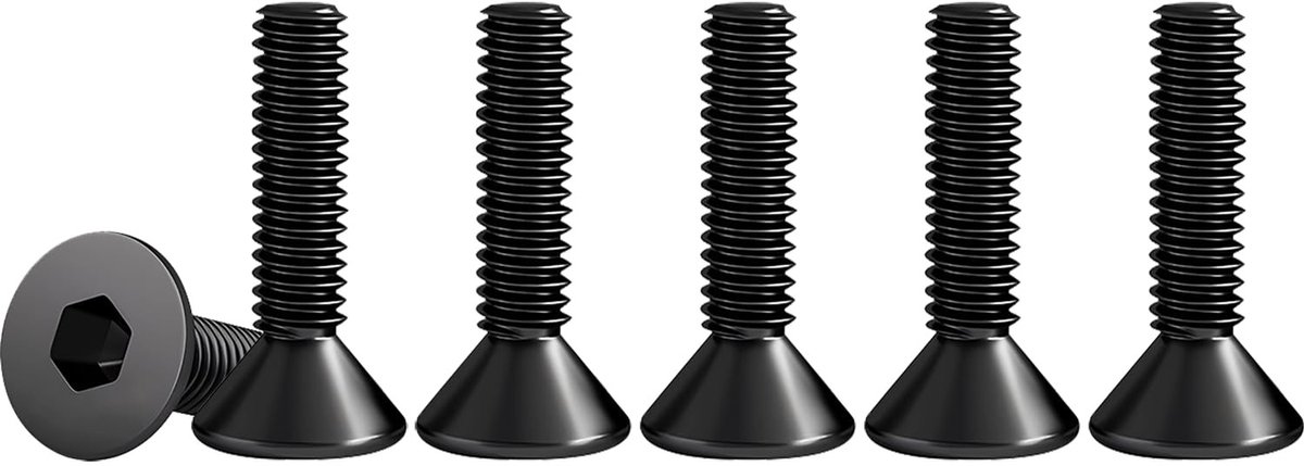 Countersunk schroeven M3 x 16 mm, 50 stuks, zwarte inbus schroeven, roestvrij staal A2, DIN 7991, ISO 10642, volledige schroefdraad, mechanische bevestigingsmiddelen