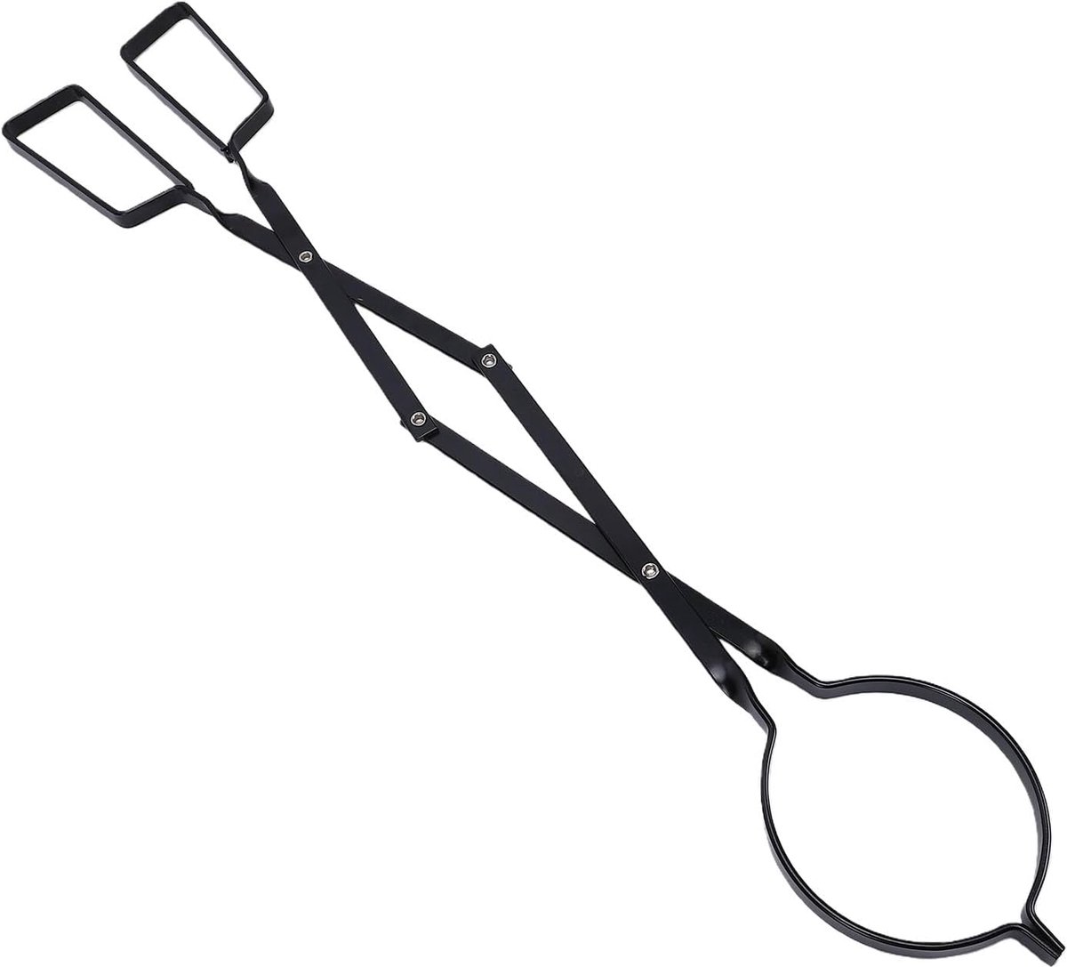 Brandhouttang - Haardtang Grijper - Vuur Maken - Opvouwbaar IJzer - 61.5 cm - Zwart