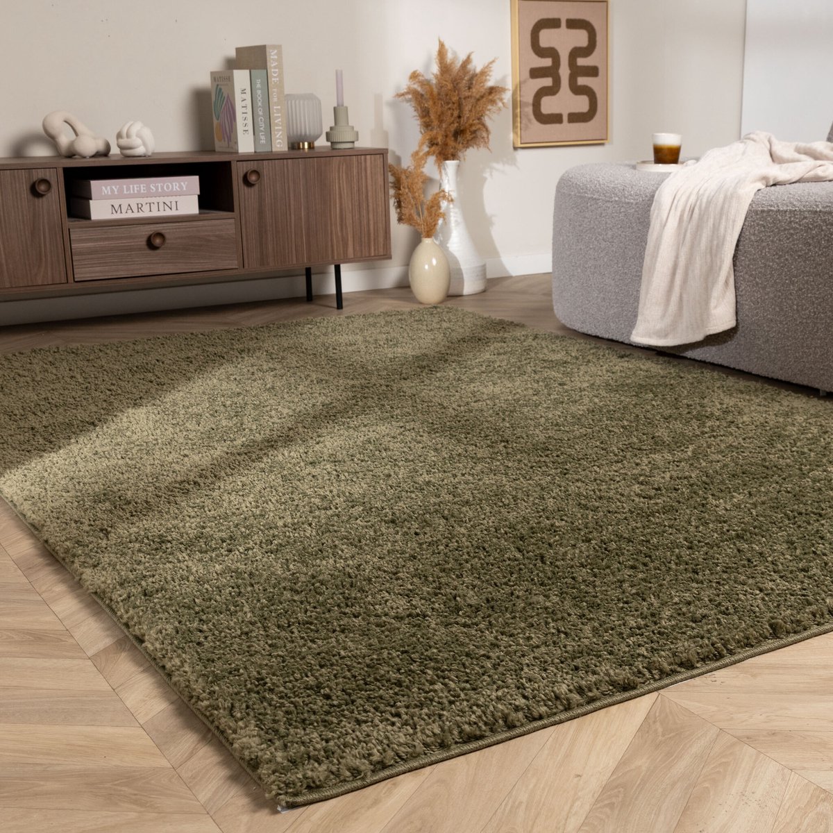 NATURL. Hoogpolig vloerkleed - Wish Groen - 120x170 cm