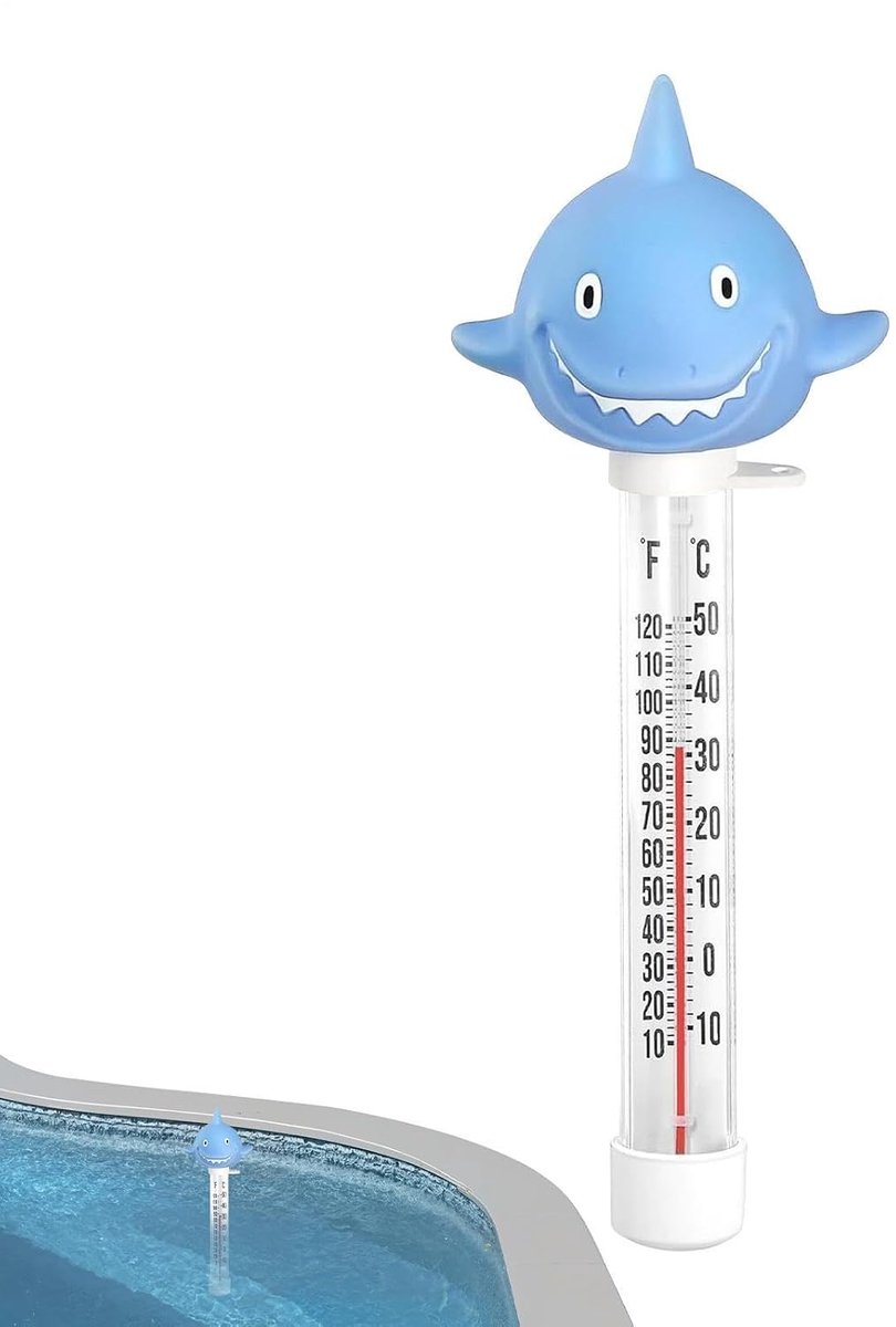 Zwembad Thermometer - Watermeter Drijvend - Water Temperatuur Meten - Gemakkelijk Afleesbaar - 20.9 cm - Haai