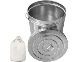 Metalen emmer deksel - Opslagcontainer zwaar - Droog voer bewaren - Knaagdier bestendig - 15 kg capaciteit - Zilver