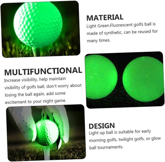 Fluorescerende Golfballen - Nachtballen Lichtgevend - Oefenen in Schemering - Automatische Lichtabsorptie - Standaard Formaat - Groen — afbeelding 4