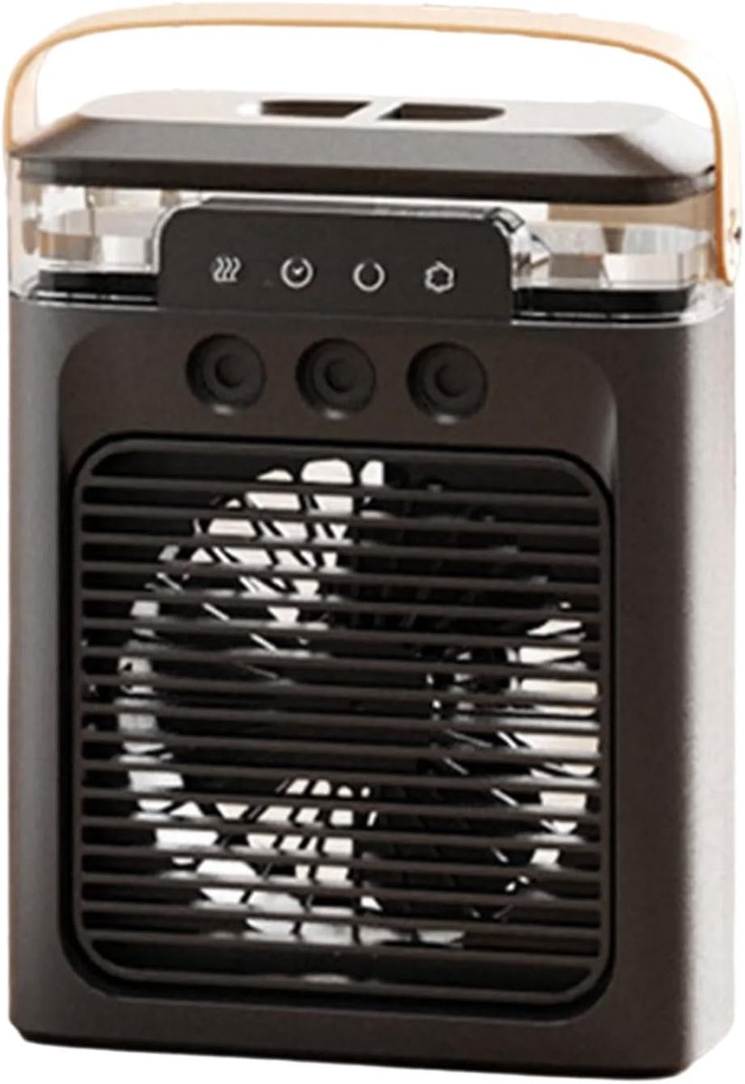 Persoonlijke Aircooler | Portable Air Conditioner, 3‑in‑1 Verdampingskoeler, bevochtiger en luchtreiniger, bureau‑ventilator met 7‑kleuren LED‑nachtlamp, USB‑voeding voor kantoor, thuis en reizen （Zwart）