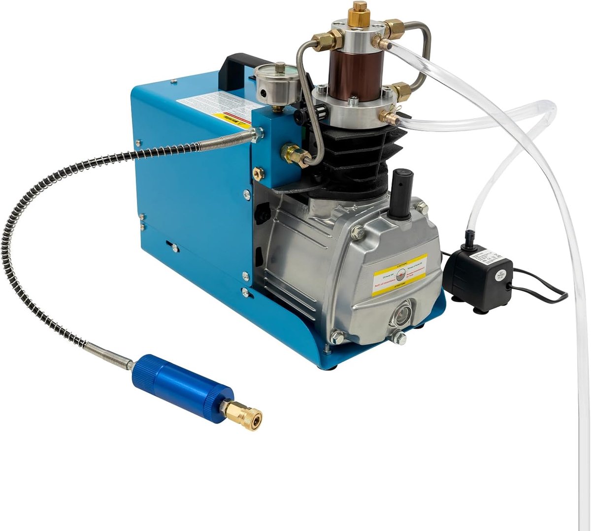 Elektrische Luchtcompressorpomp - Hogedrukpomp Compressor - Snelle Banden Oppompen - Tweetraps Compressie - 30 MPa - Blauw en zilver