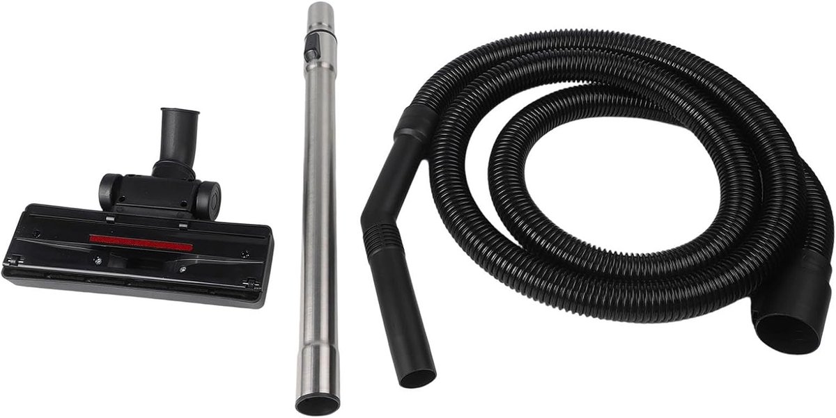 Vloerborstel slangset - Stofzuiger accessoires - Thuis reinigen - Roestvrijstalen buis - Complete kit - Zwart