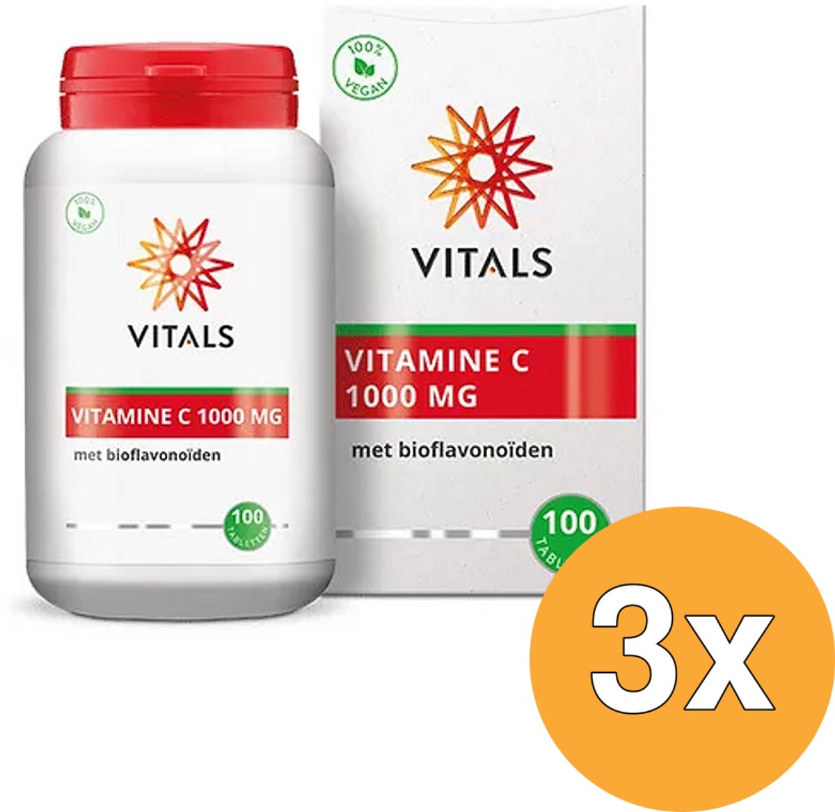 3x Vitals Vitamine C 1000 mg (100 tabletten)