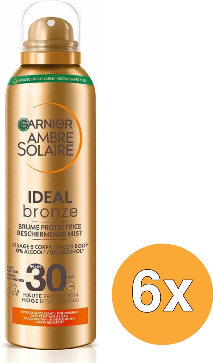 6x Garnier Ambre Solaire Ideal Bronze Mist SPF 30 (150 ml)