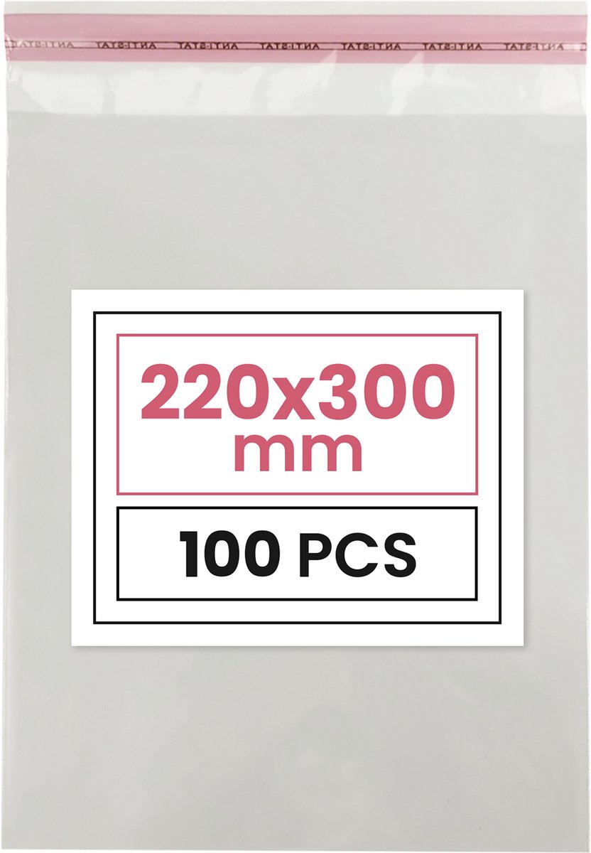 Plastic zakjes met plakstrim - 22x30 cm - transparant - 100 zakken