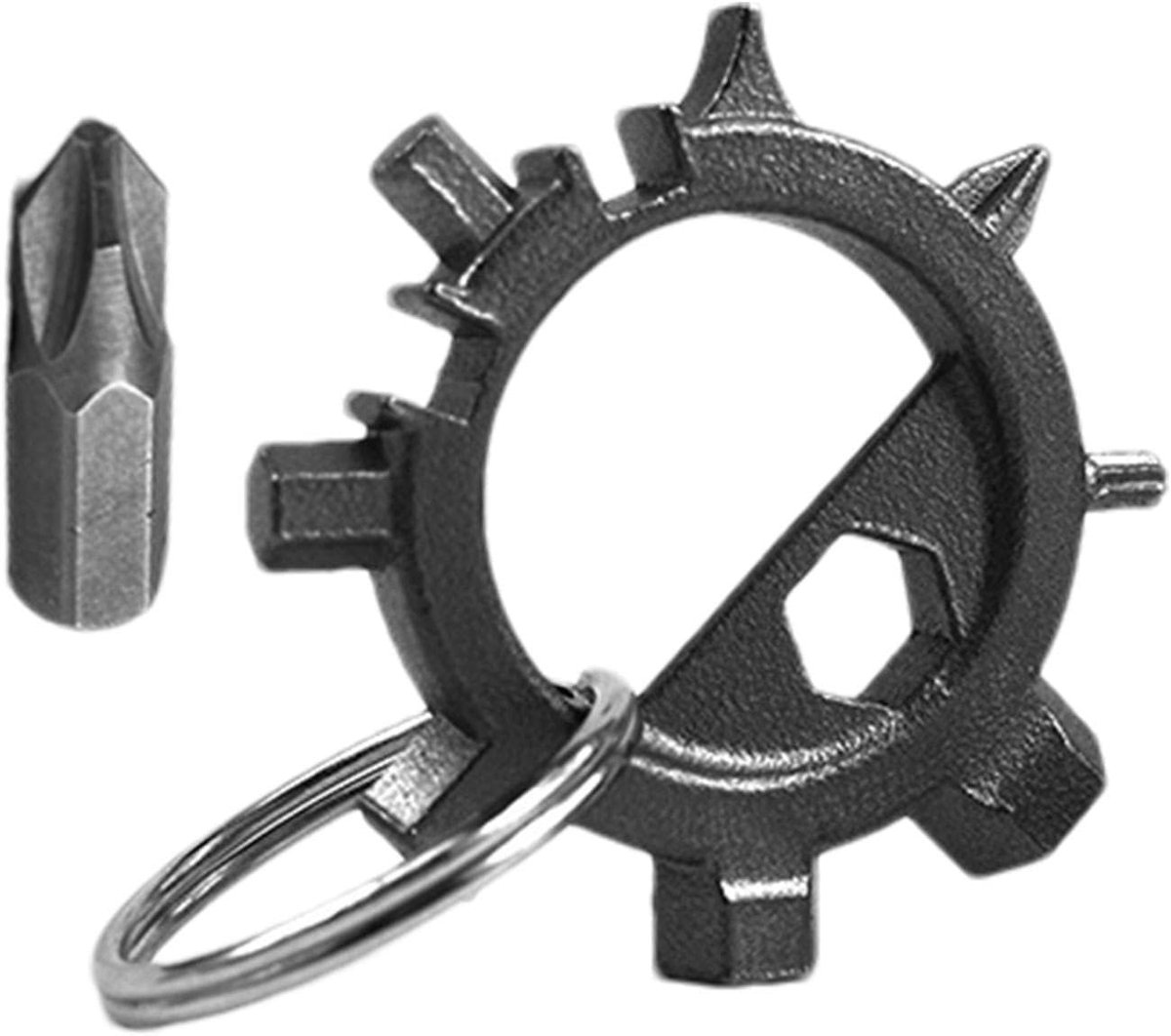 Sleutelhangerschroevendraaier - Multitool - Onderhoud onderweg - Lichtgewicht staal - 3 mm tot 10 mm - Zwart