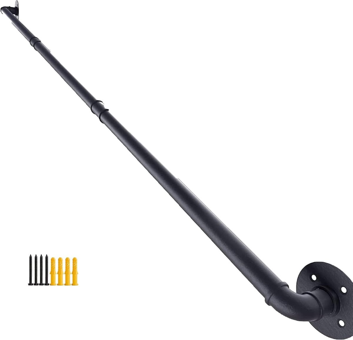 Trapleuning Set - Veiligheid Reling - Trap Ondersteuning - Complete Installatie - 5.4 Meter - Zwart