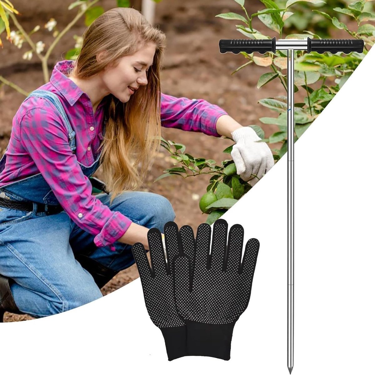 Grondsonde Staaf - Bodemtester T-Handvat - Bodem Analyse - Verstelbare Diepte - 41 cm - Zwart