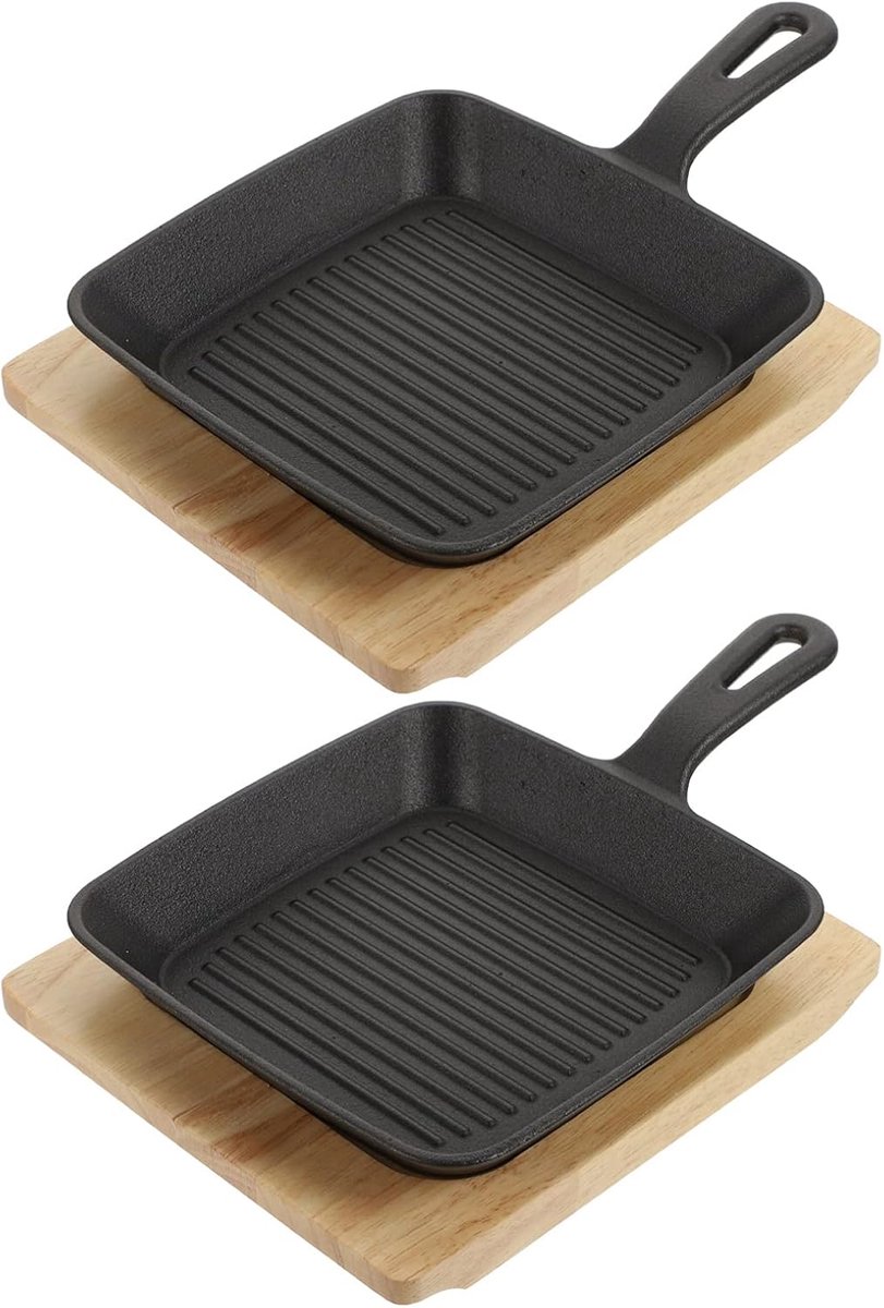 Grillpan Koekenpan Bakplaat Kookgerei Steak Vis Bakken Gelijkmatige Verwarming 29 cm Zwart