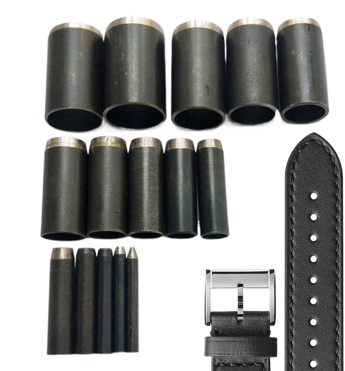Leerpons Set - Oogjespons Gereedschap - Leer Bewerken - 15 Maten - 1-15 mm - Metaal