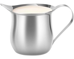 Melkkan met Tuit - Opklopper Gietkan - Latte Art Maken - Robuuste RVS Constructie - 240 ml - Zilverkleurig