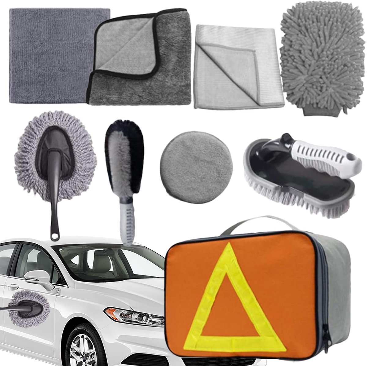Detailborstels Voertuigen - Reinigingsset Auto - Grondig Reinigen - Microvezel Technologie - Set van 10 - Multicolor