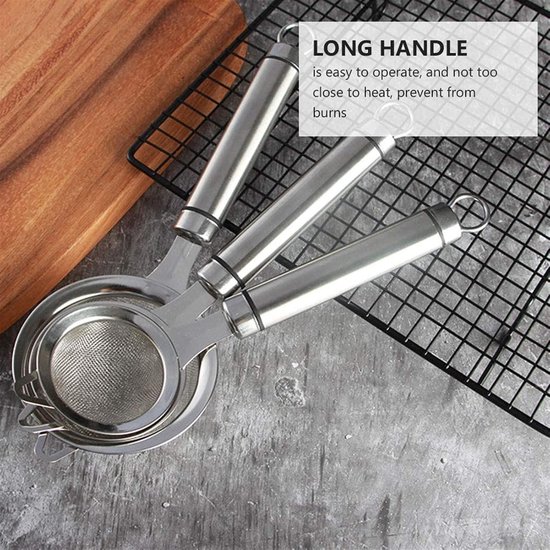 Keuken Zeef - Afgieter Vergiet - Noodles Koken - Lange Handgreep - Roestvrij Staal - Zilver — afbeelding 4