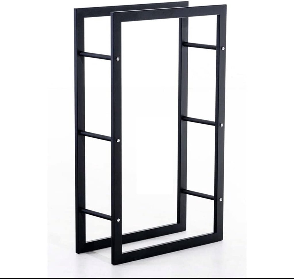 Houtopslag Rek - Brandhouthouder - Openhaard Voorbereiden - Gepoedercoat Metaal - 60x25x100cm - Zwart
