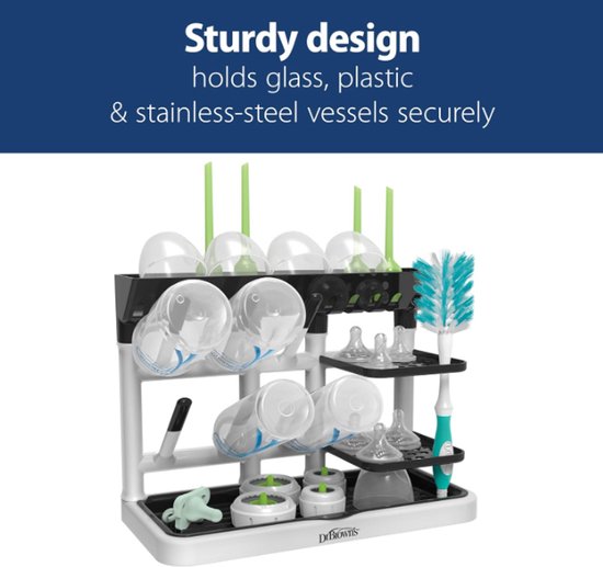 Dr. Brown's Baby Bottle Drying Tower - Verticale Flessendroogrek voor Babyflessen & Accessoires - Ruimtebesparend Aanrecht Droogrek - Zwart/Wit van Dr. Brown's — afbeelding 5