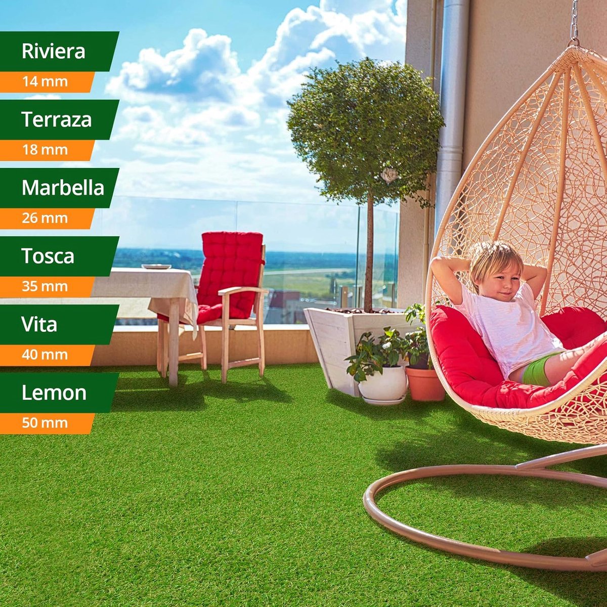 Kunstgras Tapijt - Gazon Tapijt - Balkon Decoratie - Natuurlijk Zacht - 200x1200 cm - Groen