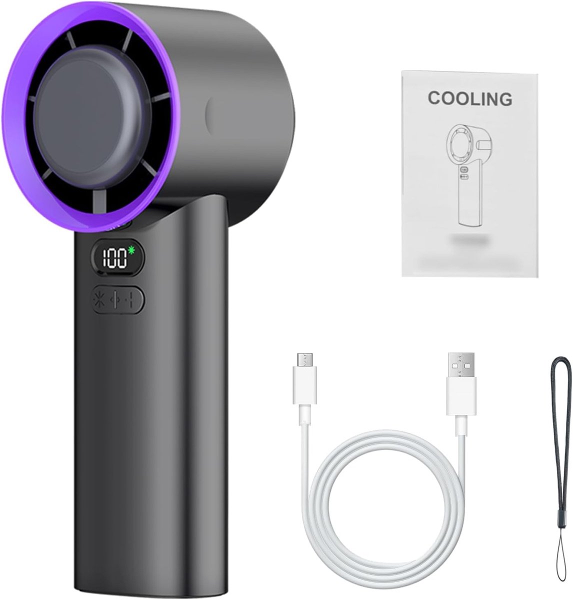 Draagbare Handventilator - Miniventilator Koeler - Persoonlijke Koeling - IJskeramiek Koeling - 4000 mAh Batterij - Grijs