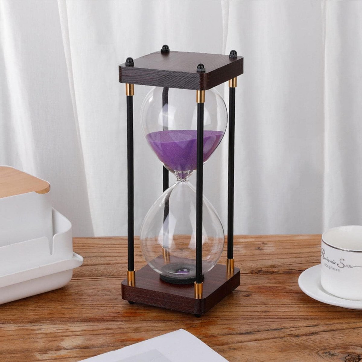 Zandloper Timer - Zandklok Tijdmeter - Keuken Gebruik - Handgeblazen Glas - 30 Minuten - Paars