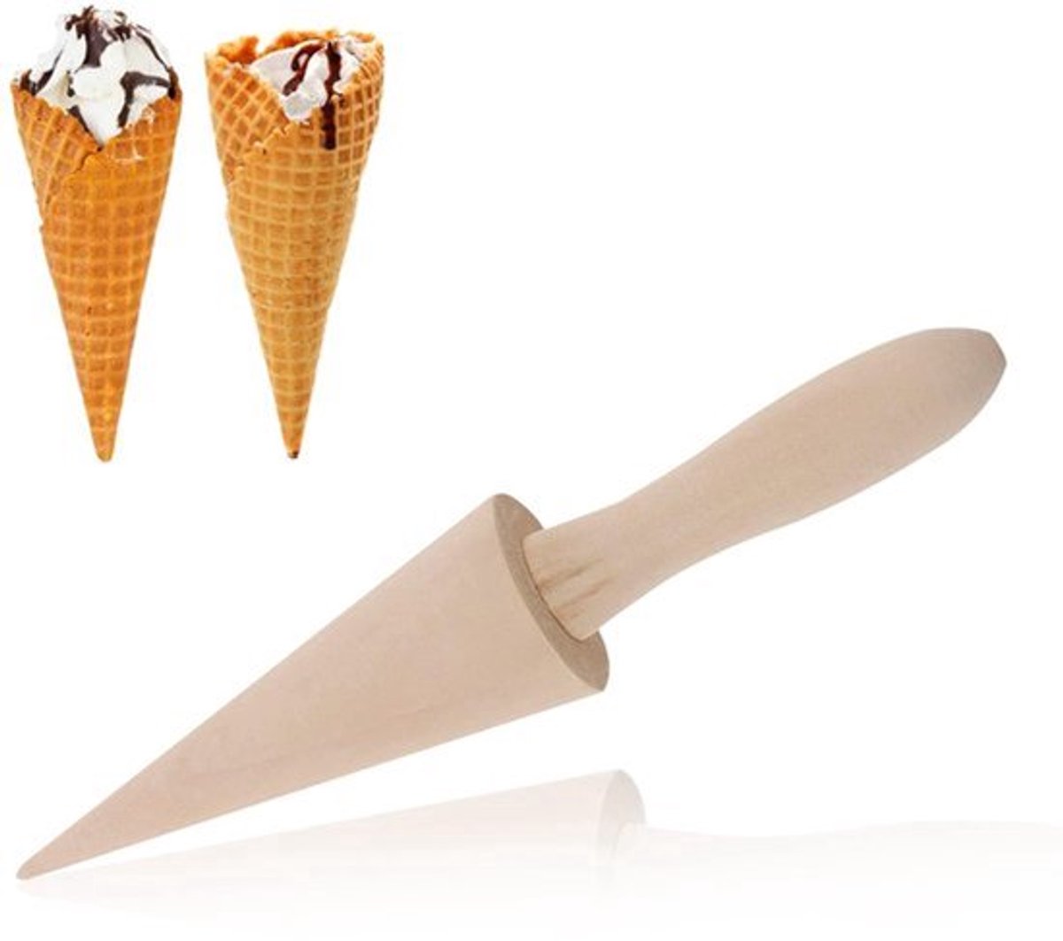 Dailygoody - Vorm voor ijshoorntjes - Houten deegroller - voor wafels