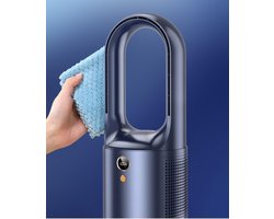 Fluisterstille, oplaadbare tafelventilator met veilige, stijlvolle en chique bladloze vormgeving en revolutionaire luchtstroom (wit)