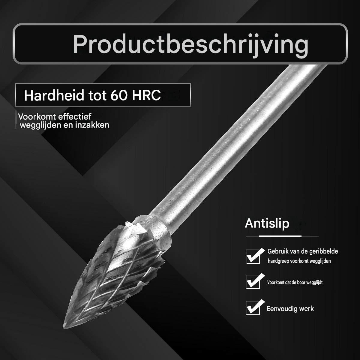 carmdering - Freesbits Set - Hardmetaal Frezen - Graveerset - 10 stuks, wolfraamcarbide, 3mm schacht, 40mm lengte, diverse vormen - Voor metaal & hout - Precisie & duurzaam