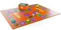 Bordspel 30 Seconds met spelbord, kaarten, dobbelstenen, pionnen en zandloper.