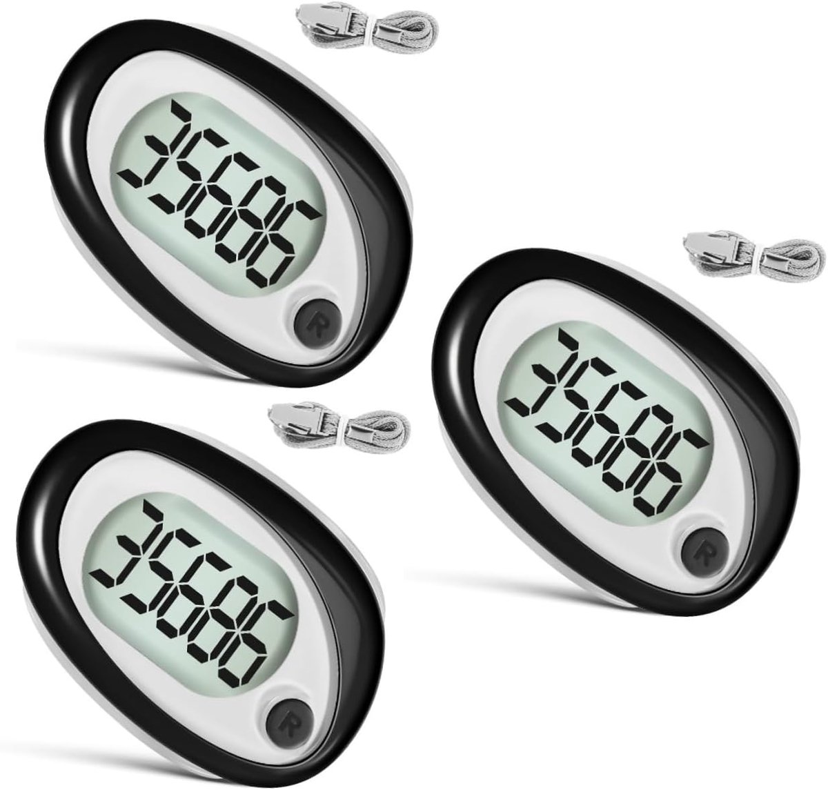 Stappenteller Clip - Stapmeter Activiteitentracker - Gezondheid Bijhouden - 3D Sensor Technologie - 6.90 x 4.40 x 1.20 cm - Zwart
