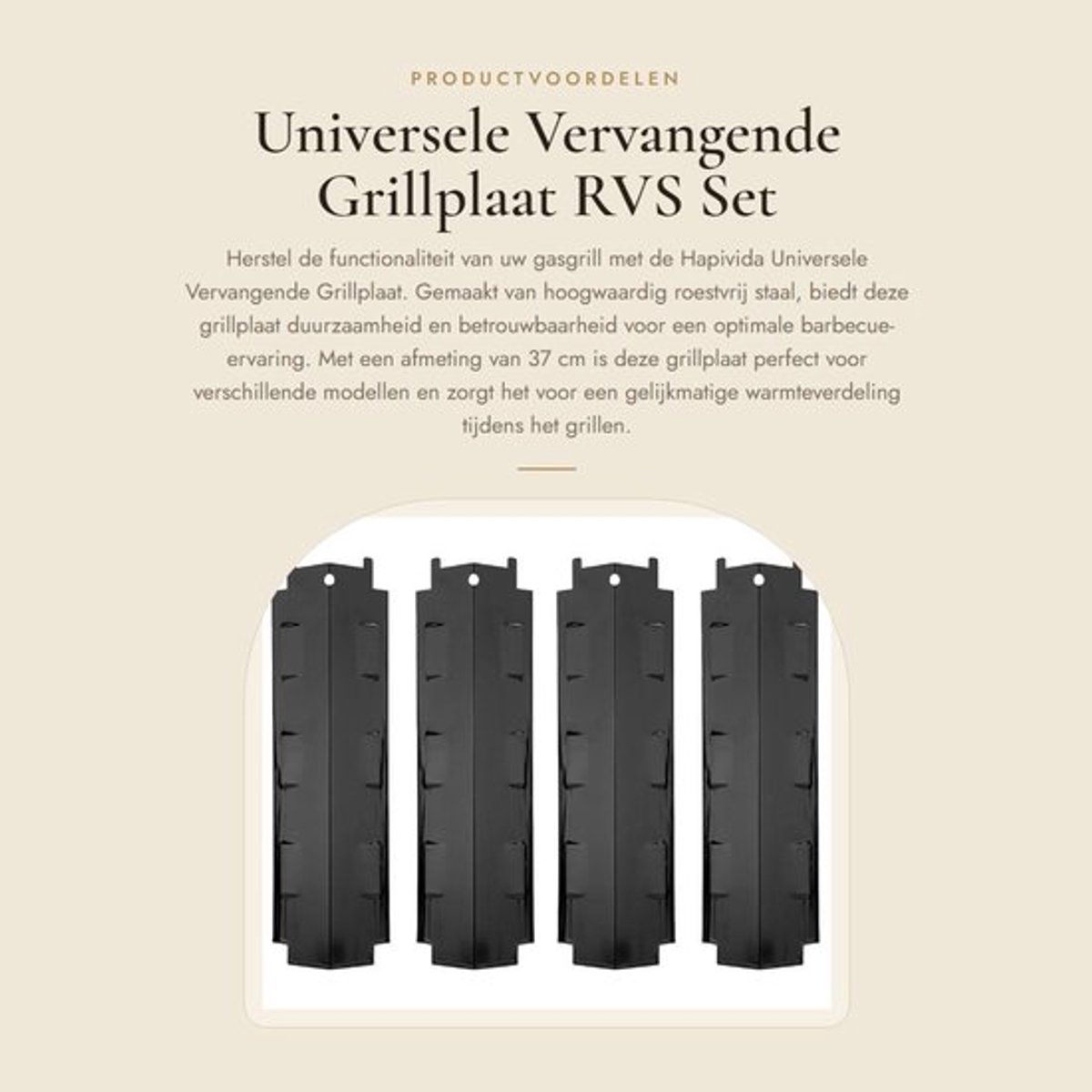 Vervangende grillplaat set - 4x 37 cm - RVS