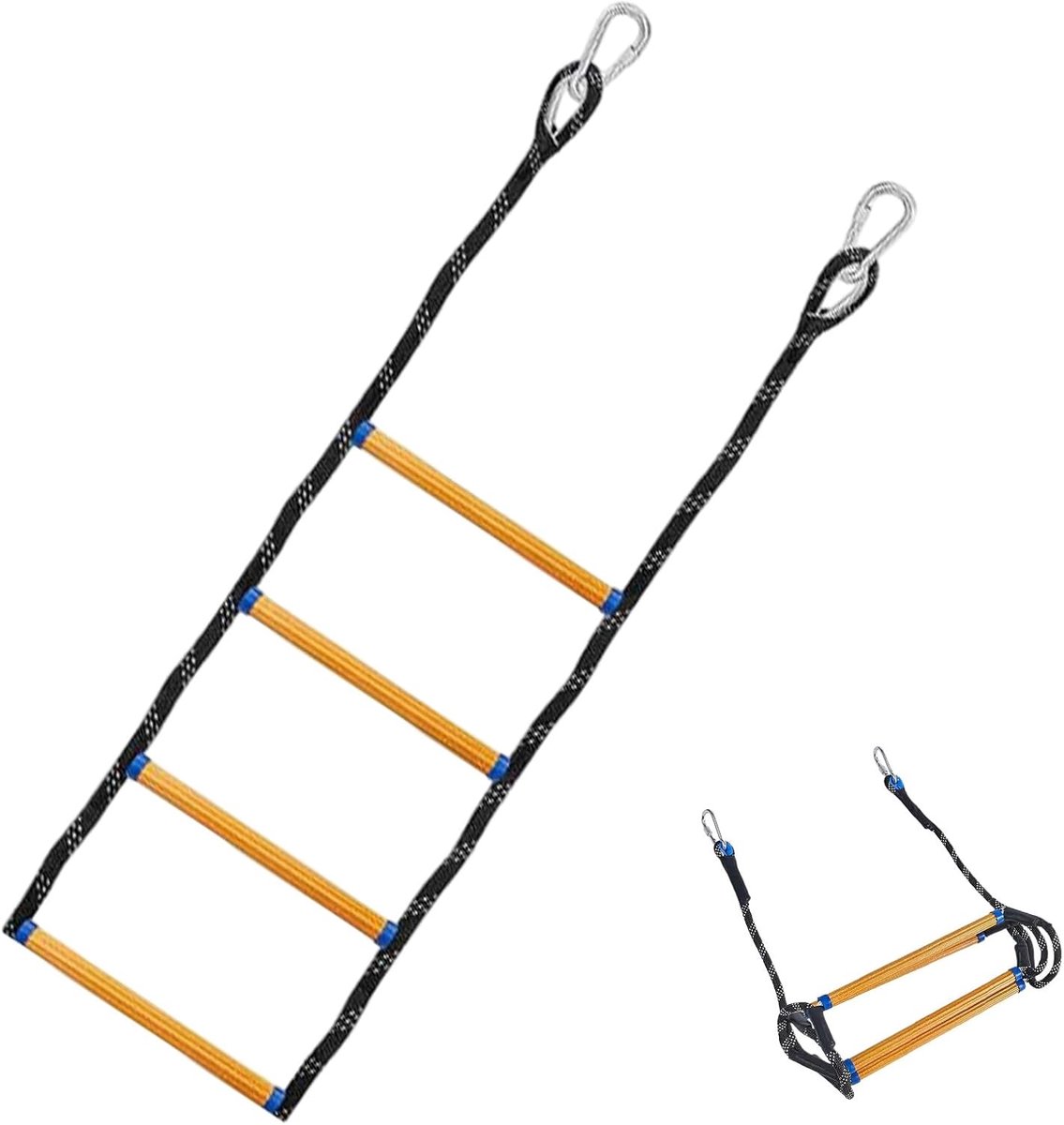 Bootladder Verlengstuk - Klimladder Varen - Veilig Instappen - Verstelbare Dubbele Haken - 10 cm Breed - Zwart