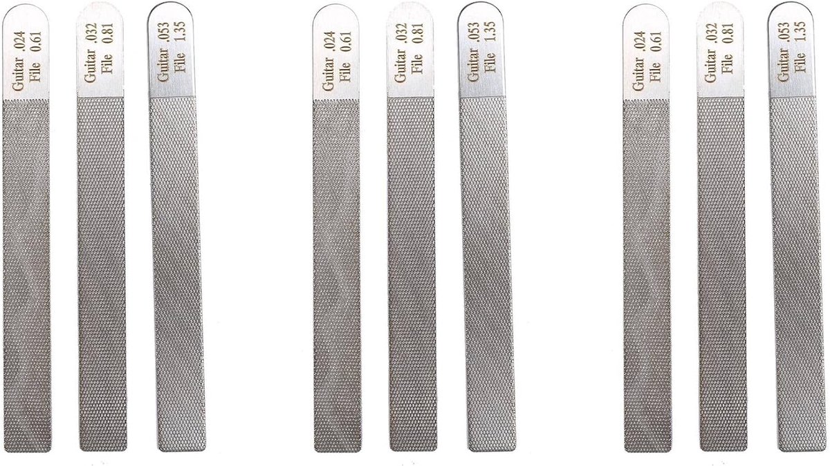 Gitaar Moer Vijlen - Reparatie Tool Kit - Snaarinstrument Onderhoud - Roestvrij Staal - 9 Stuks - Zilver