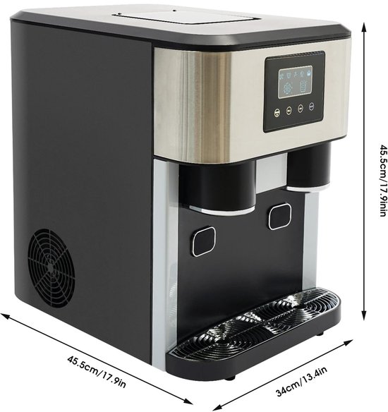 Emvae Ijsblokjesmachine - IJsmachine - Ijsmaker - Ijsblokjesmaker - 3-in-1 - Gemalen IJs en Koud Water - RVS/ABS - Zwart - 34x45,5x45,5 cm — afbeelding 5