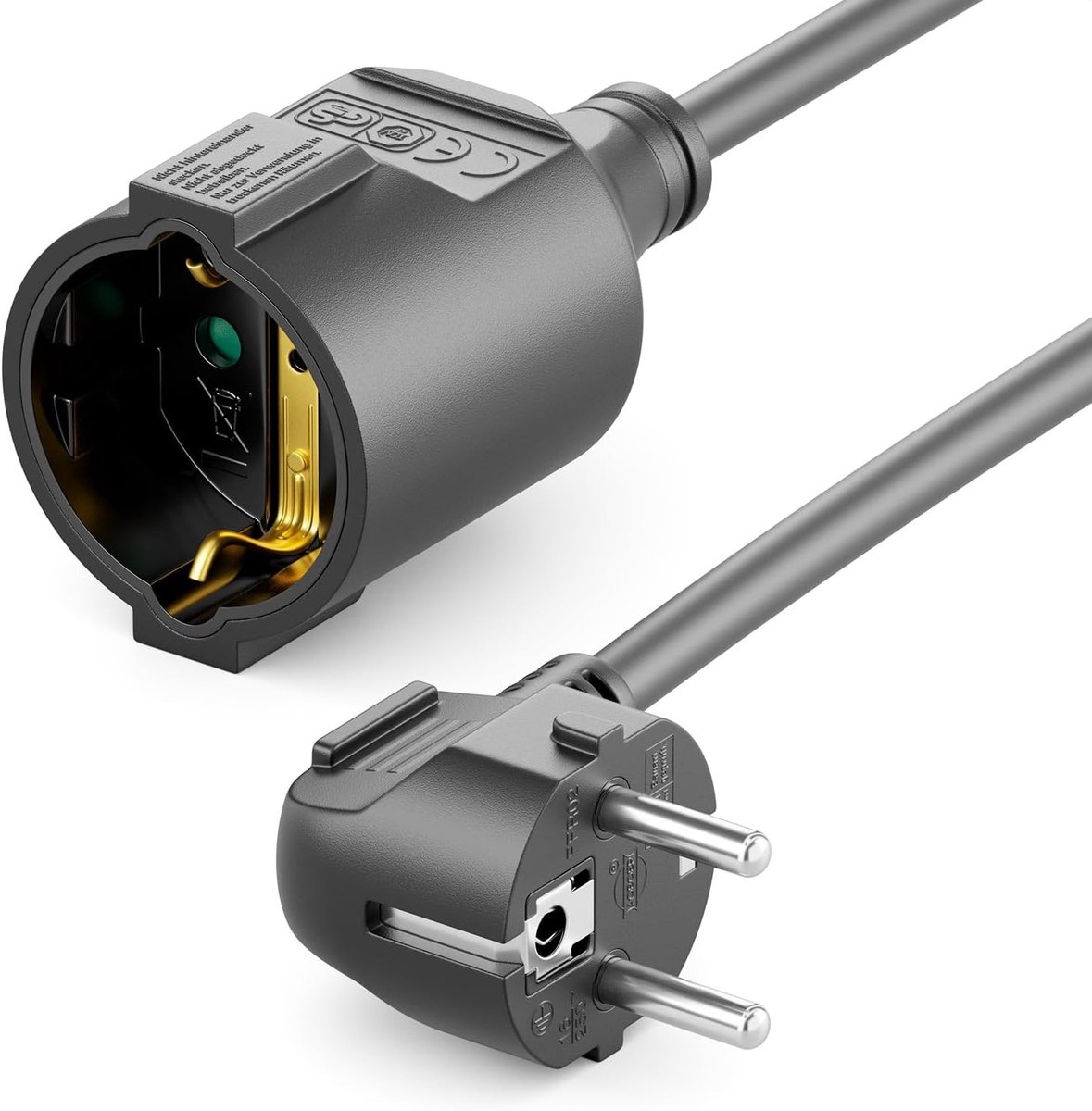 Verlengsnoer - Zwart - 5 meter - 16A, 3680W - Voor Huishouden, Kantoor en Werkplaats
