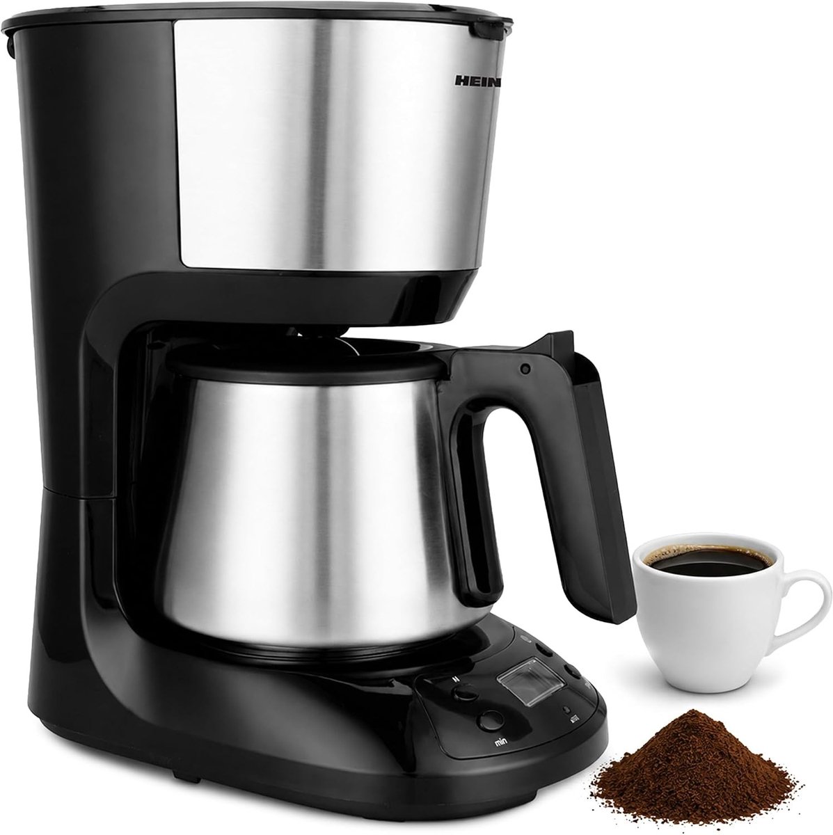 Koffiezetapparaat - RVS Zwart - 750W Vermogen - 1.25L Capaciteit - Voor Thuis en Kantoor